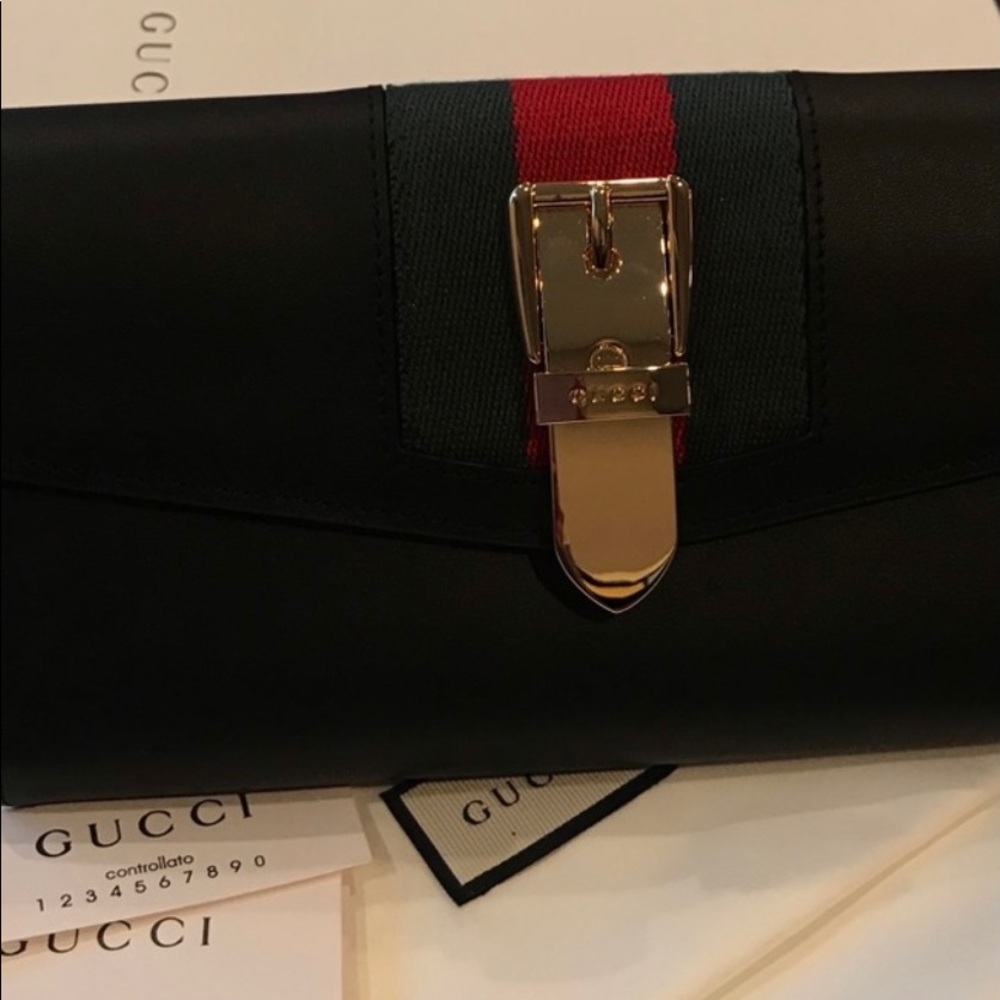 Gucci Sylvie Continental Wallet Web Accent (Pristine)